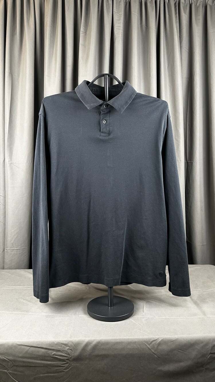 Banana Republic Long Sleeve Polo Shirt Size L Black Cotton